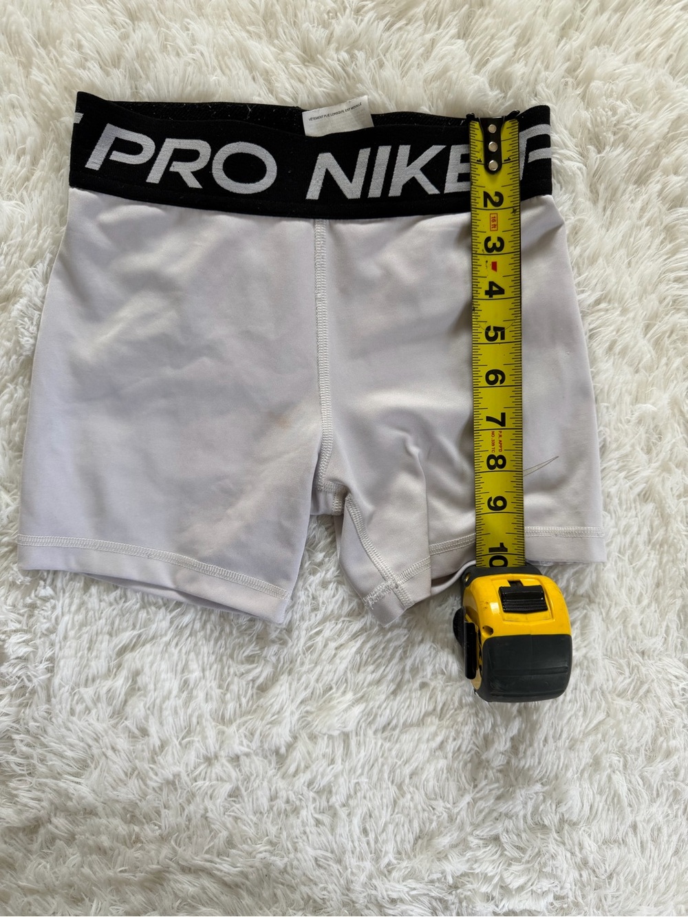 Girls Nike pro White Compression Bike Shorts with Black Branded Waistband